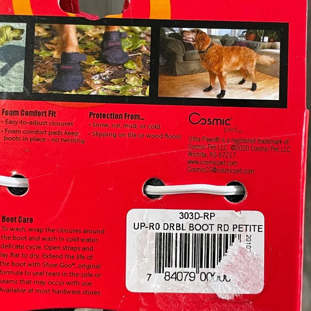 New Ultra Paws Rugged Dog Black Red Boots Dog Pets Size 0 Petite 1.25 inches